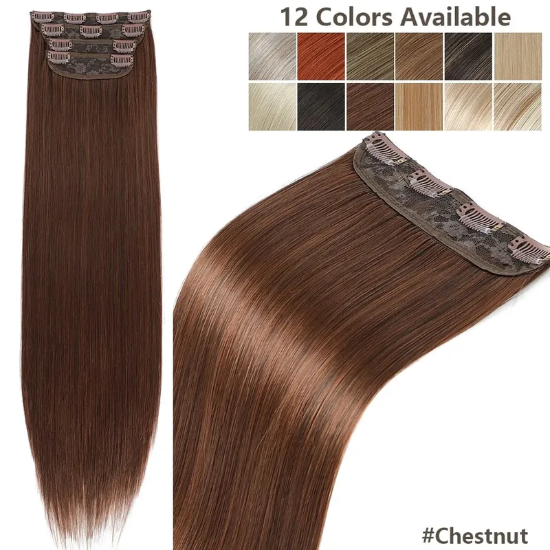 Magicae 24Inch 200G Straight Clip in Hair Extensions Blond 27/613 Ombre Brown 4Pcs/Pack Natural Bio Human-Like High Temperature — image 13