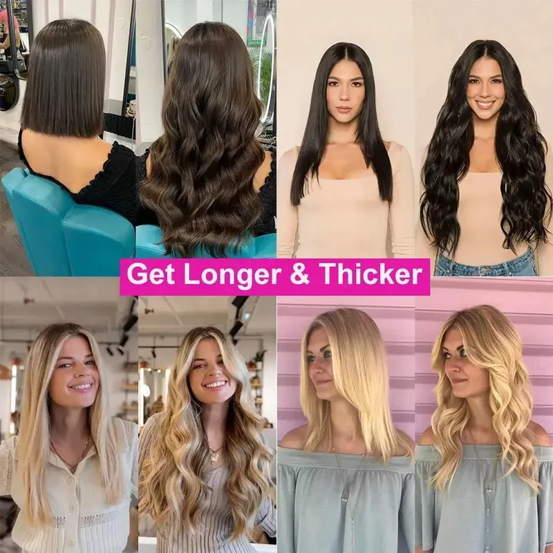 Clip In Hair Extensions Real Human Hair color #4 Chocolate Brown Clip In Hair Extensions 8pcs Hair Natural Black Color 26 Inches — image 8