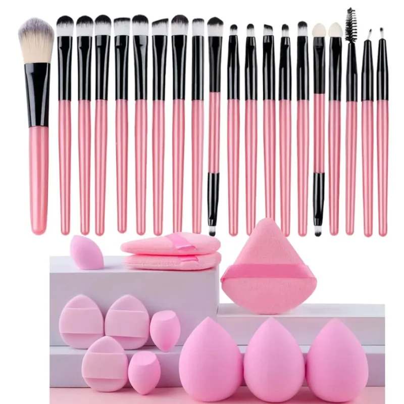 12/32pcs Makeup Brush and Sponge Set Professional Makeup Brush Set Beauty Blender Triangle Powder Puff Clean Powder Puff — image 6
