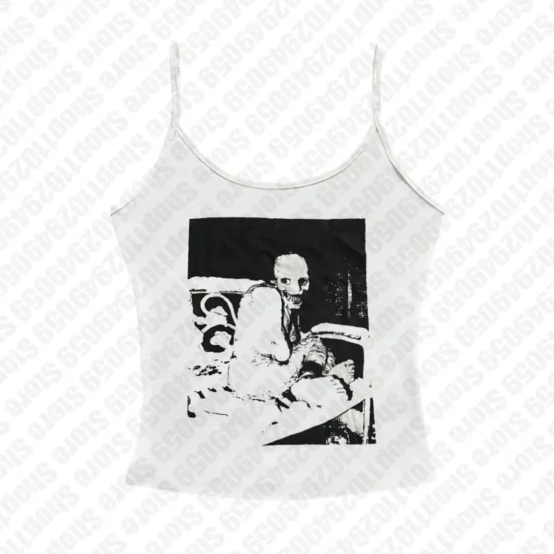 2000s Tops Gothic Emo Girls Camisole Tops Printing Grunge Crop Tops Y2k Clothes Vintage Punk Women's Corset Tank Top Baby Tees