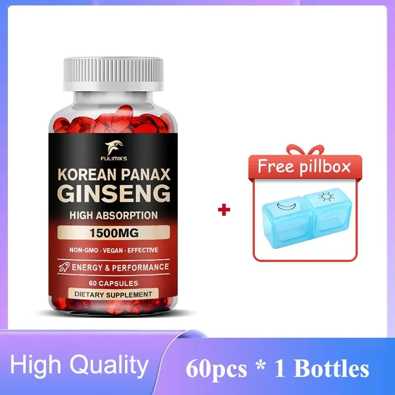 Panax Ginseng 15 000 mg - Red Korean Ginseng Supplement for Men - Extra Strength - Energy Focus Productivity & Performance