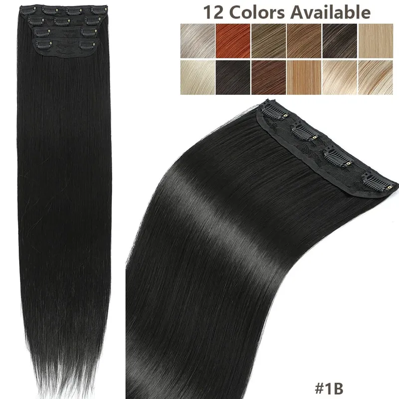 Magicae 24Inch 200G Straight Clip in Hair Extensions Blond 27/613 Ombre Brown 4Pcs/Pack Natural Bio Human-Like High Temperature — image 18