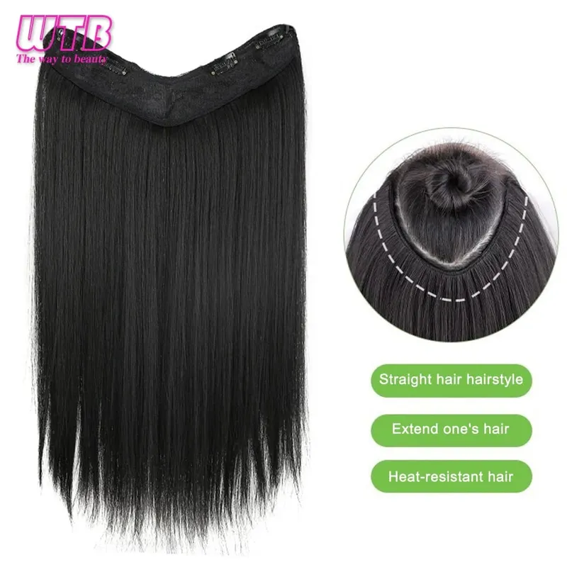 Synthetic 4 Clip In Hair Extensions Long Straight Hairstyle Hairpiece Black Brown Blonde 50CM Natural Fake Hair For Women