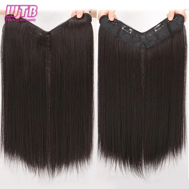 Synthetic 4 Clip In Hair Extensions Long Straight Hairstyle Hairpiece Black Brown Blonde 50CM Natural Fake Hair For Women