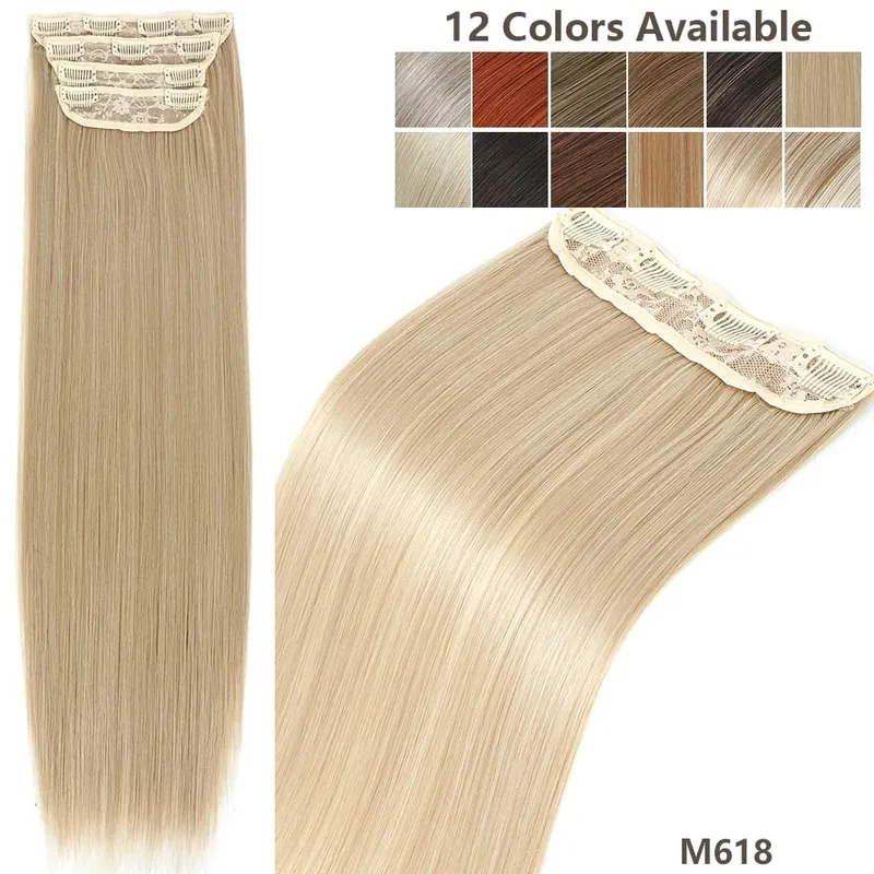 Magicae 24Inch 200G Straight Clip in Hair Extensions Blond 27/613 Ombre Brown 4Pcs/Pack Natural Bio Human-Like High Temperature — image 17