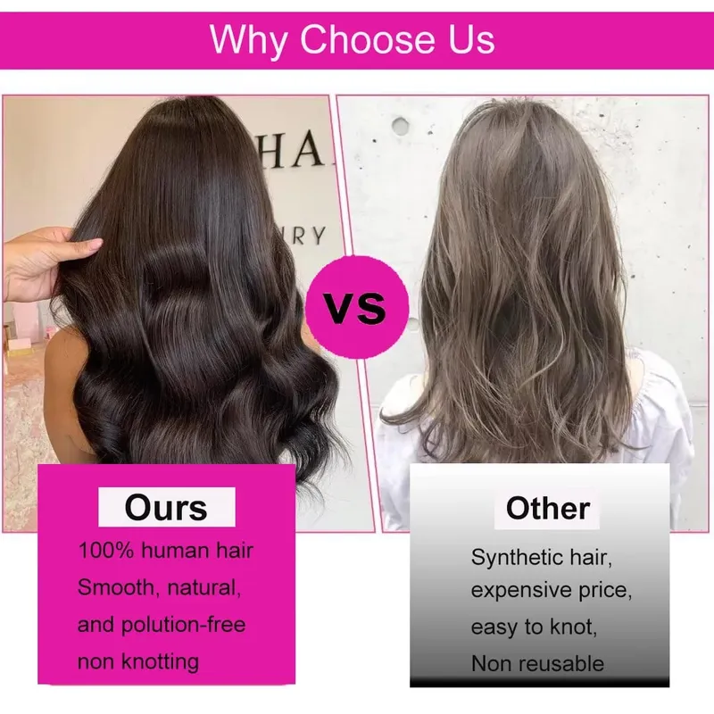 Clip In Hair Extensions Real Human Hair color #4 Chocolate Brown Clip In Hair Extensions 8pcs Hair Natural Black Color 26 Inches — image 4