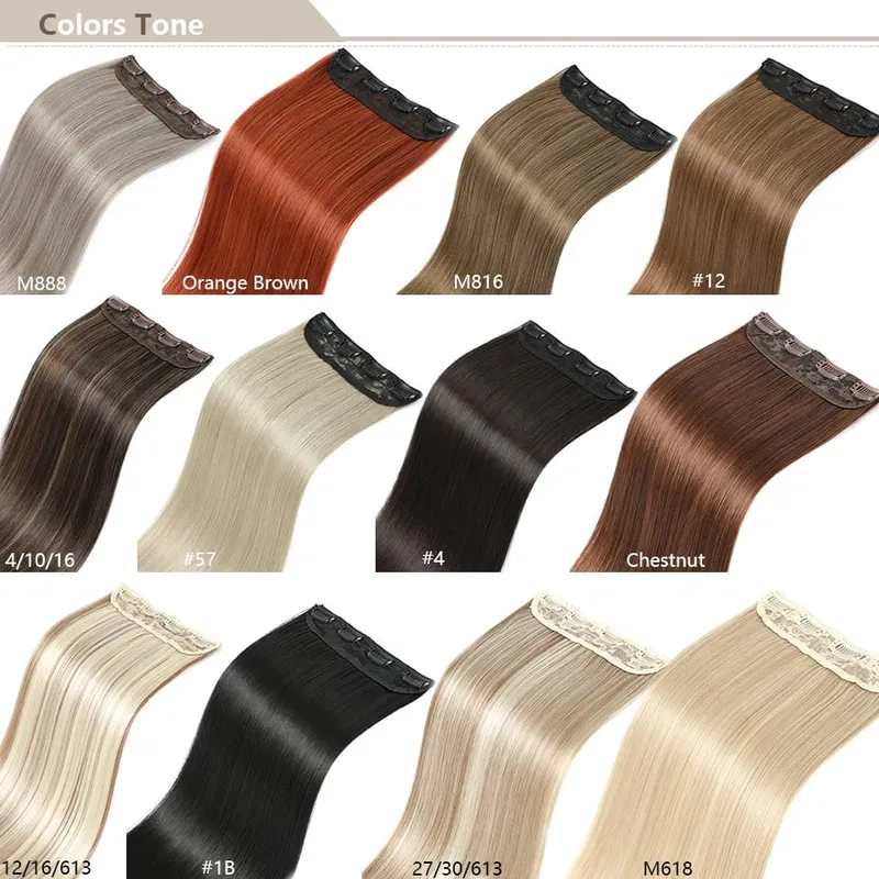 Magicae 24Inch 200G Straight Clip in Hair Extensions Blond 27/613 Ombre Brown 4Pcs/Pack Natural Bio Human-Like High Temperature — image 6