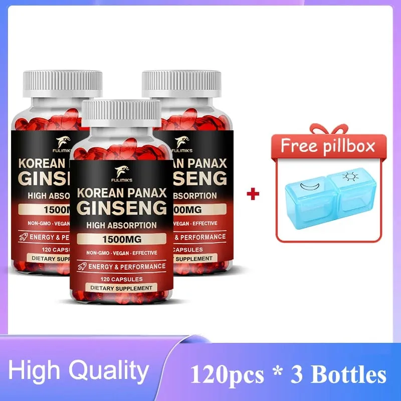Panax Ginseng 15 000 mg - Red Korean Ginseng Supplement for Men - Extra Strength - Energy Focus Productivity & Performance
