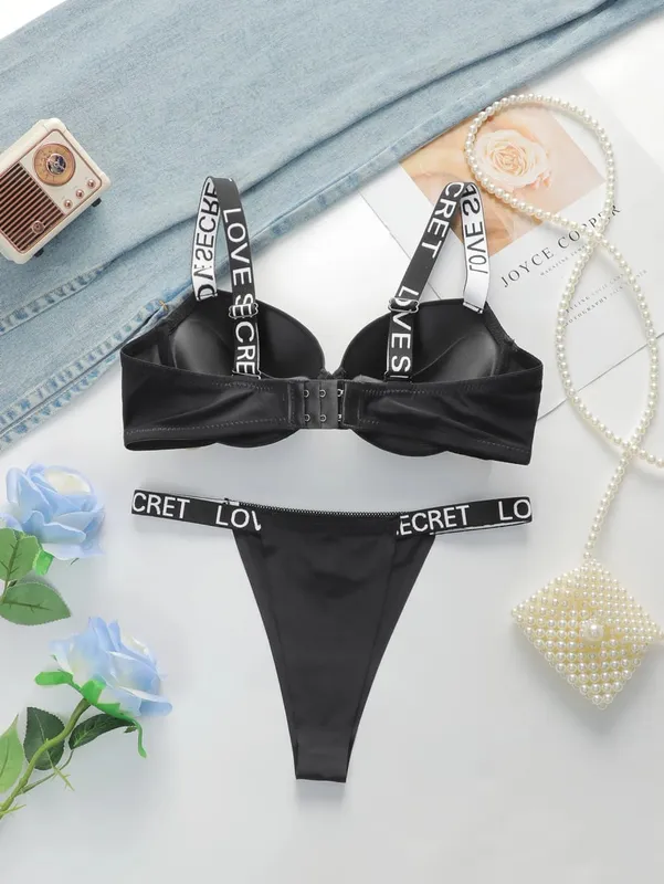 Solid Underwire Lingerie Set Women Push Up Bra with Steel Ring Fashion Women Underwear Panty Everyday Bras Set — image 2