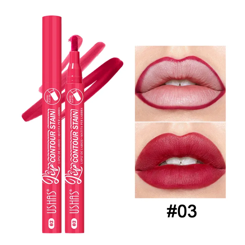 Lip Stain Pen 6 Shades Waterproof Long Lasting Lightweight Flat Tip Lip Liner Stain Define Lip Shape — image 8