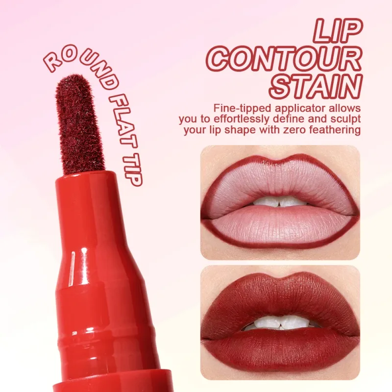 Lip Stain Pen 6 Shades Waterproof Long Lasting Lightweight Flat Tip Lip Liner Stain Define Lip Shape — image 2