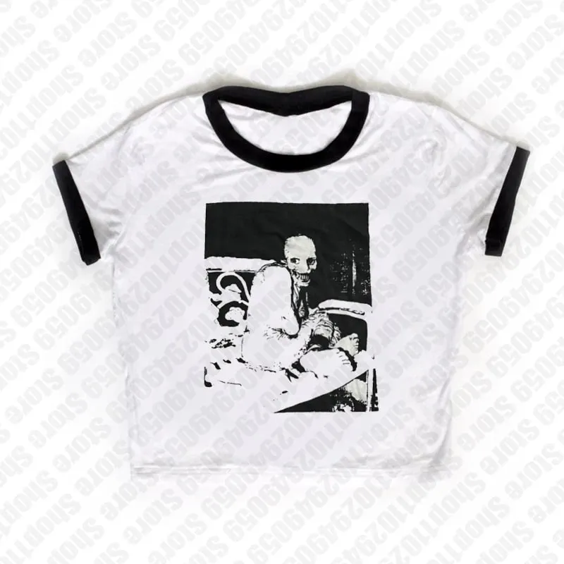 2000s Tops Gothic Emo Girls Camisole Tops Printing Grunge Crop Tops Y2k Clothes Vintage Punk Women's Corset Tank Top Baby Tees