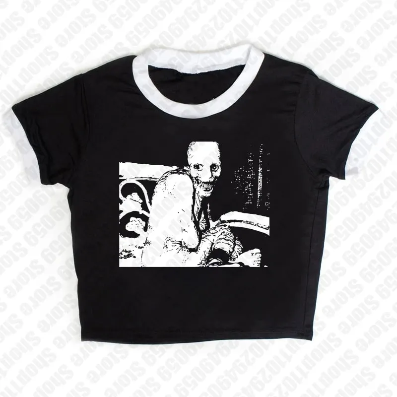 2000s Tops Gothic Emo Girls Camisole Tops Printing Grunge Crop Tops Y2k Clothes Vintage Punk Women's Corset Tank Top Baby Tees
