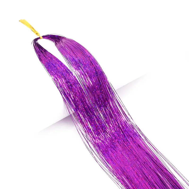 Tinsel Kit with Tools Fairy Hair Tinsel Heat Resistant Sparkling Shiny Tinsel Hair Extensions Colorful Hair Tinsel strands Kit