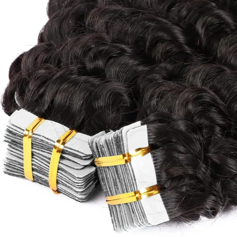 Deep Wave Tape In Hair Extensions Human Hair 20Pcs Double Sided Invisible Tape Hair Extension 50G/Pack Remy Human Hair Tape Ins — image 5