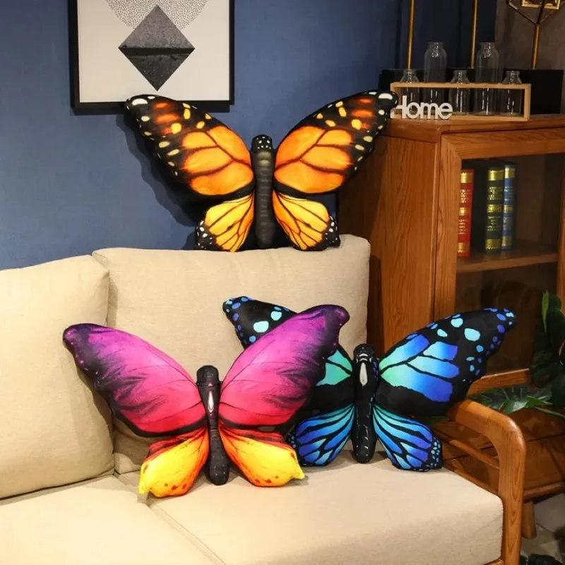 Colorful 3D Butterfly Pillow Decorative Animal Throw Pillows Print Accent Pillow Stuffed Cushion Bed Bedroom Couch Room Decor — image 6