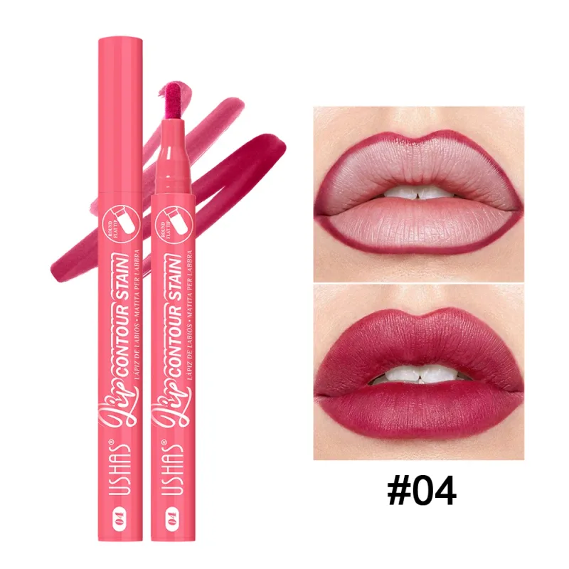 Lip Stain Pen 6 Shades Waterproof Long Lasting Lightweight Flat Tip Lip Liner Stain Define Lip Shape — image 9