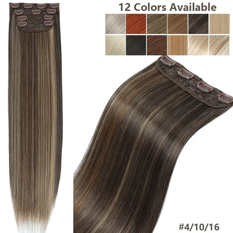 Magicae 24Inch 200G Straight Clip in Hair Extensions Blond 27/613 Ombre Brown 4Pcs/Pack Natural Bio Human-Like High Temperature — image 8