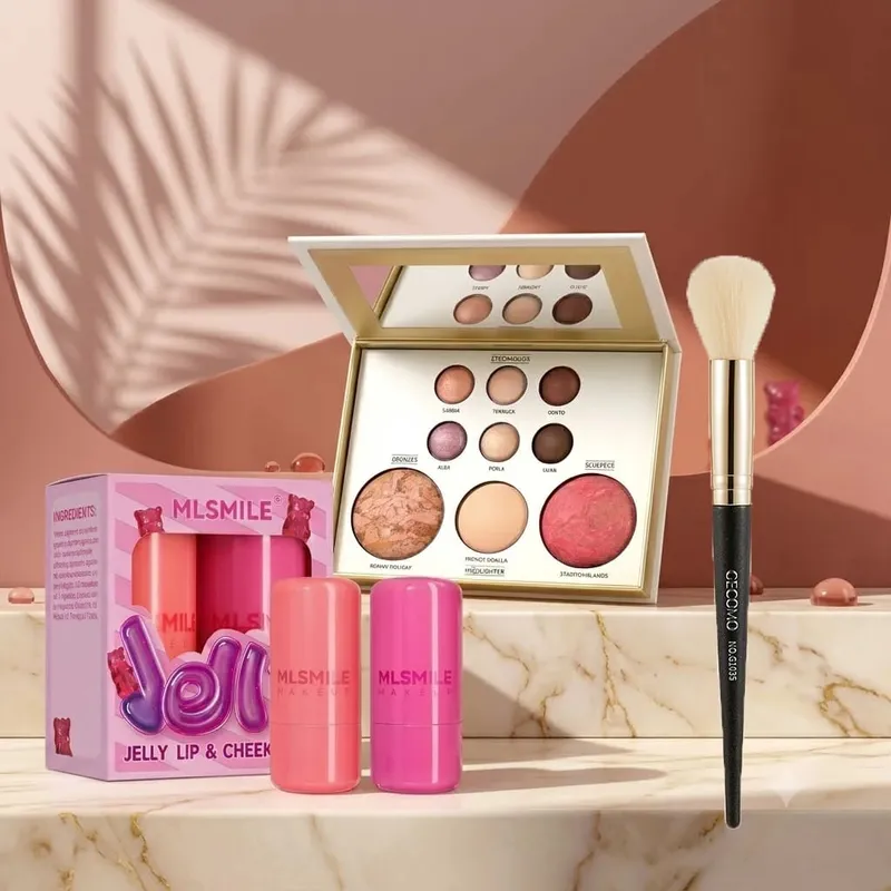 4-Piece Makeup Palette Bundle with Eyeshadow Contour Palette Velvet Finish Daily Cosmetics Set One Multi Purpose Makeup Compre
