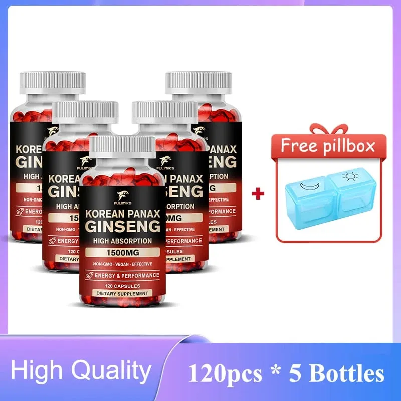 Panax Ginseng 15 000 mg - Red Korean Ginseng Supplement for Men - Extra Strength - Energy Focus Productivity & Performance