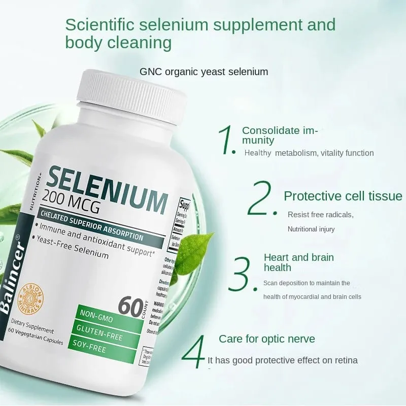 Balincer 200mcg Mineral Antioxidant Supplement with Selenium - Supports Immune Overall Health - Non-GMO Easy to Absorb