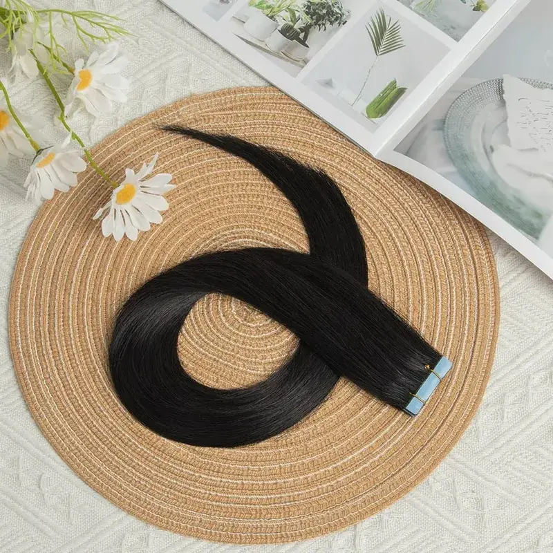 Natural Invisible Tape In Hair Extensions Human Hair Double SideTape Real Human Hair Extensions Black Blonde Brown 10pcs/Pack — image 3