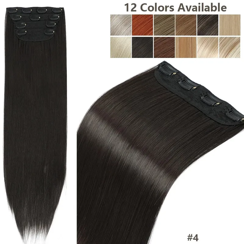 26Inches 200Grams Blond 27/613 Clips In Straight Hair Extensions 4Pcs/lot Heat Resistant Soft Natural Bio Human-Like Colored
