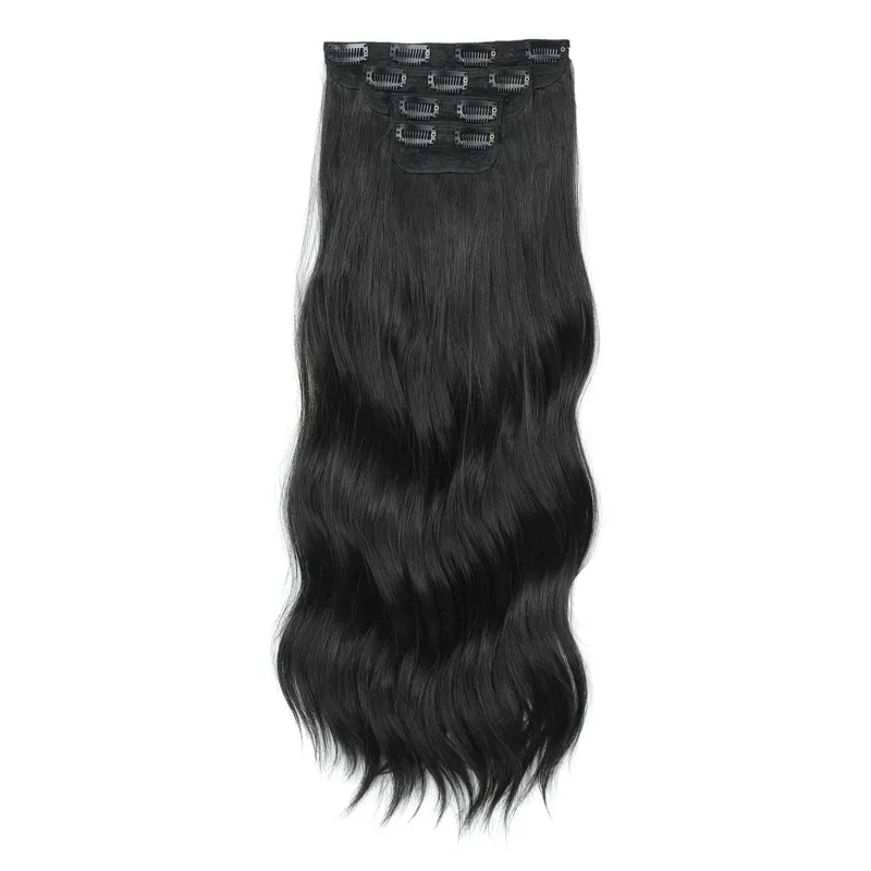 22Inches Clips IN Body Wave Bundles Ombre Brown 6# 220Grams Grey Bio Synthetic Wavy Piano Blond P27/613 4Pcs/Lot Hair Extension