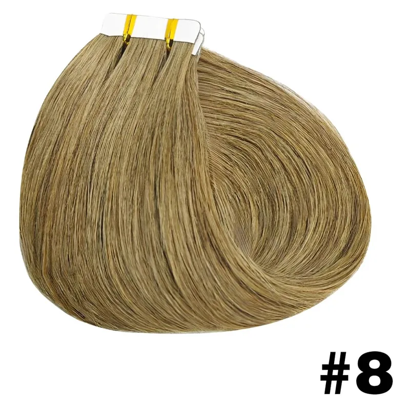 Straight Tape in Hair Extensions 100% Human Hair Seamless Invisible Straight Skin Weft 20pcs/50g Tape in Hair Extension For Wome