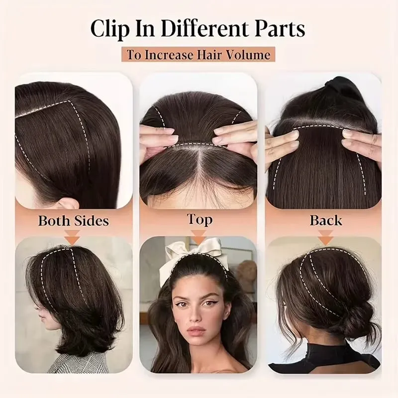 Seamless Synthetic Clip Ins Bangs Hair Extension With Secure BB Clips Thick Lining of Hair Top Side Cover Hairpieces for Women