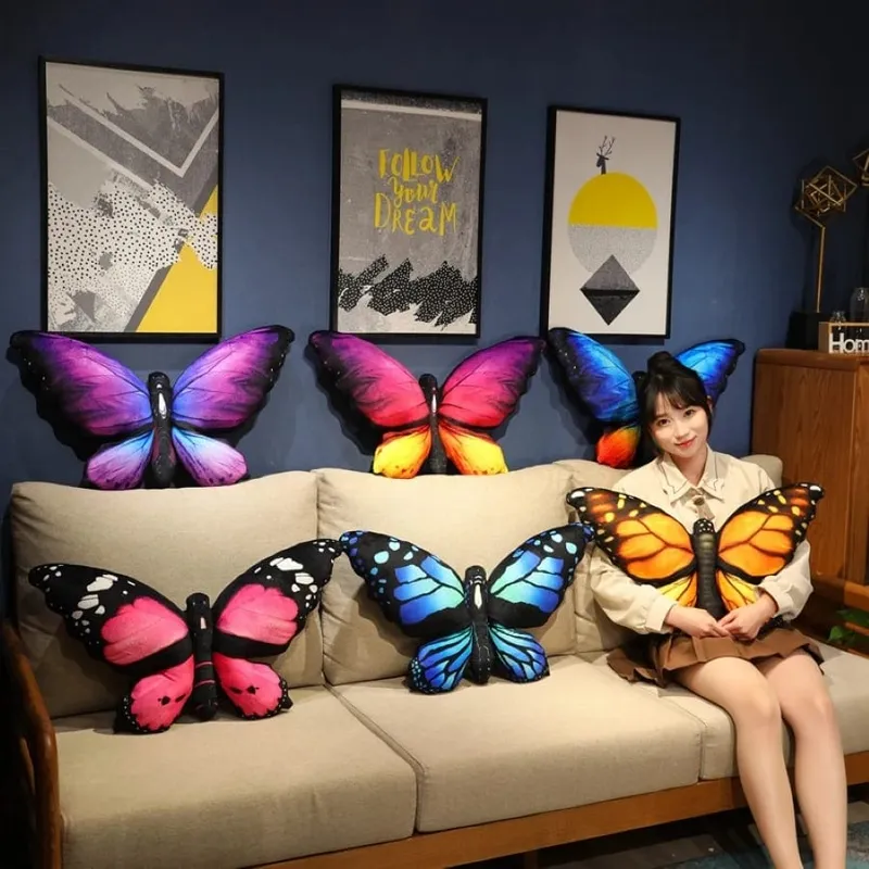 Colorful 3D Butterfly Pillow Decorative Animal Throw Pillows Print Accent Pillow Stuffed Cushion Bed Bedroom Couch Room Decor — image 2