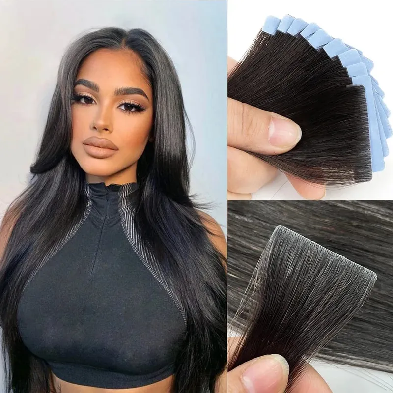 Natural PU Skin Weft Invisible Tape In Human Hair Extensions Double Side Black Blonde Brown Tape Ins Hair Extensions 10pcs/Pack