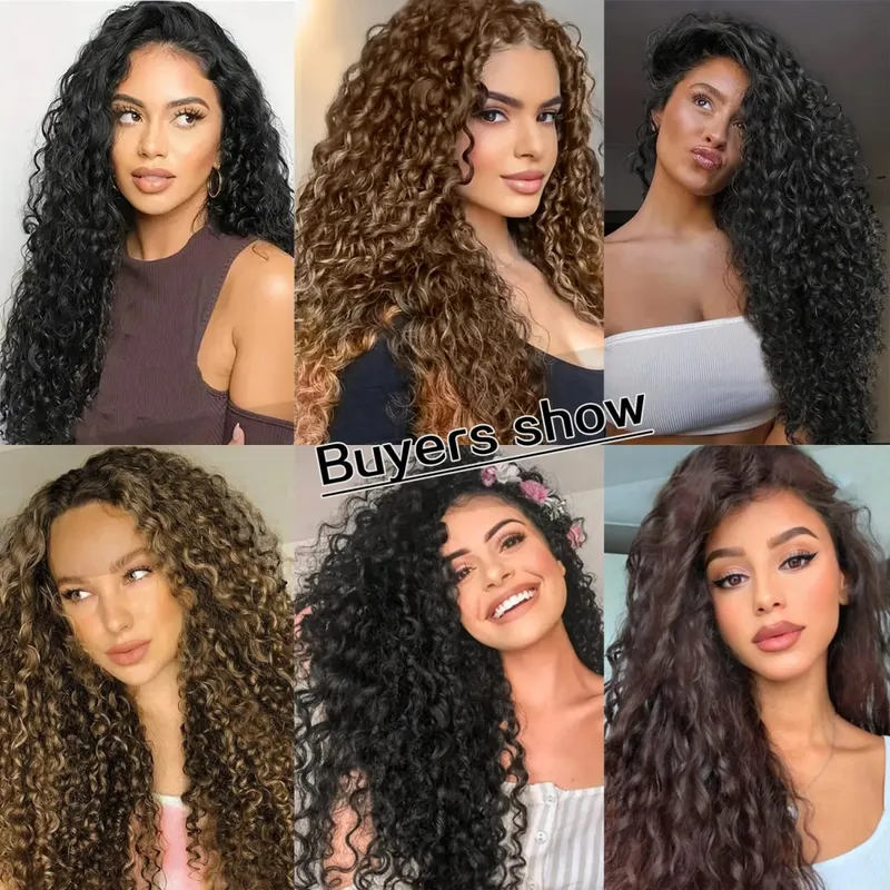 Synthetic Kinky Curly Clip In Hair Extensions Black Brown 4pcs/set Full Head Fake Pieces Hair Accessories Suitable For Women
