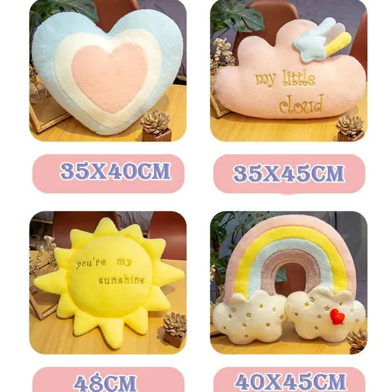 Washable Sky Cloud Star Sun Rainbow Pillow Stuffed pink Star Lollipop Heart Girly Sofa Back Cushion Sweet Gift gift for Her — image 7