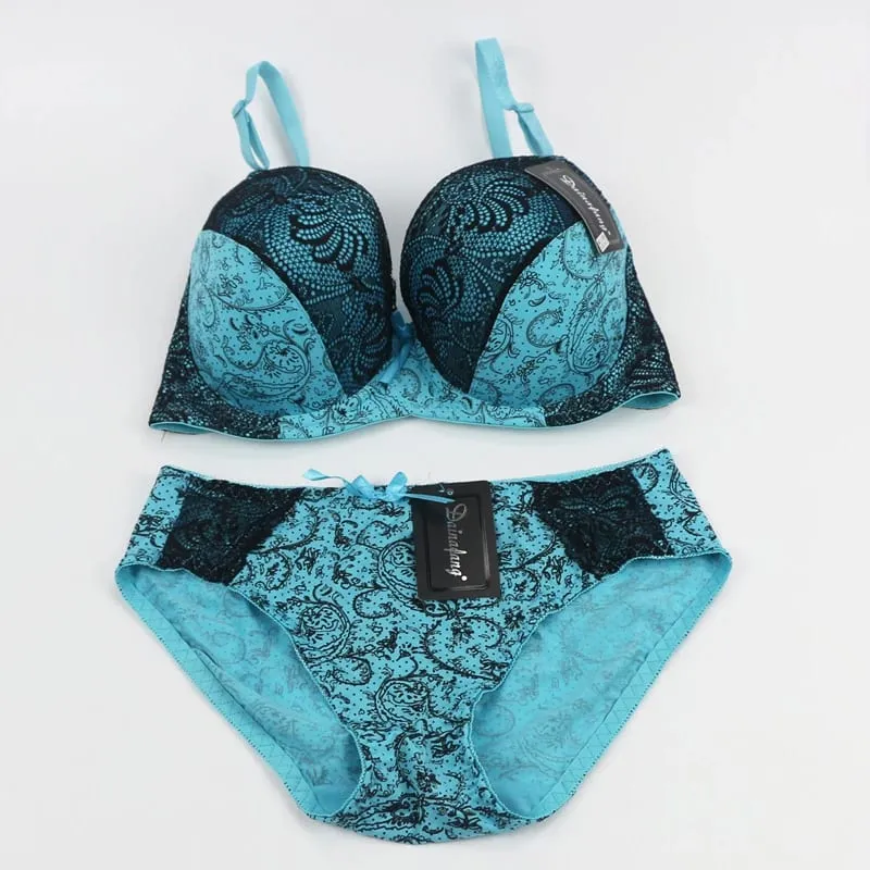 2025 New Brand Sexy High-Quality Push Up Padded Underwire Bow Bras Set Lace Flower Underwear For Womes Large Size Lingerie — image 5