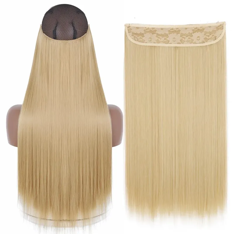 Synthetic No Clip Wave Hair Extensions Hidden Secret False Hairpiece One Piece Fish Line Fake Hair Piece — image 22