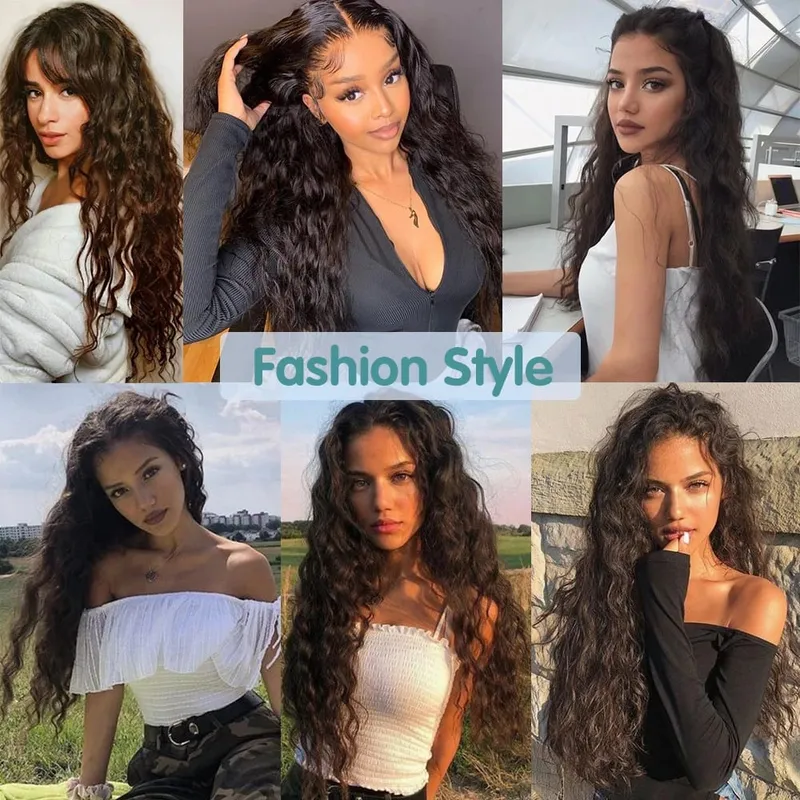 Synthetic One Piece 5clips Long Curly Clips in Hair Extension Hair Water Wave Blonde Black 24" For Women Hairpieces — image 8
