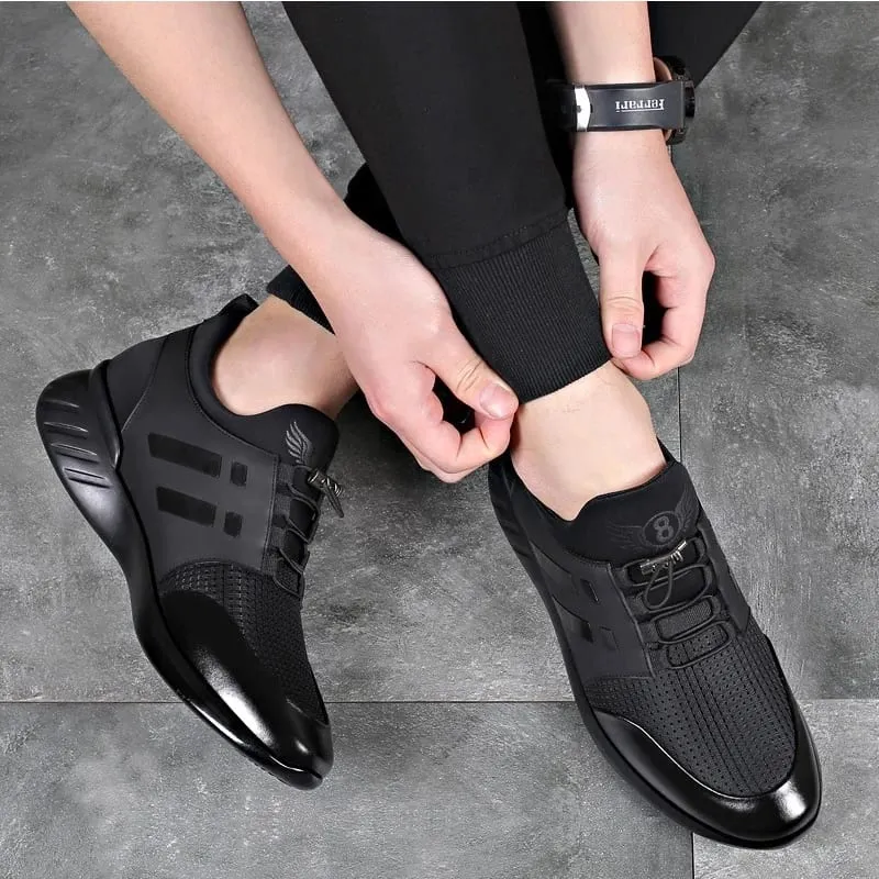 oein 2022 Men's Sneakers Quality 6CM Increasing British Shoes New Breathable Summer Casual Sneakers Big Size Office Shoes Men — image 5