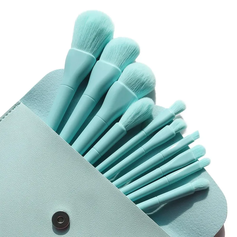 Makeup brushes set 10pcs Orange/Pink/Blue/Green Eyeshadow Eyeliner Make up brush Natural hair Foundation Powder Blusher