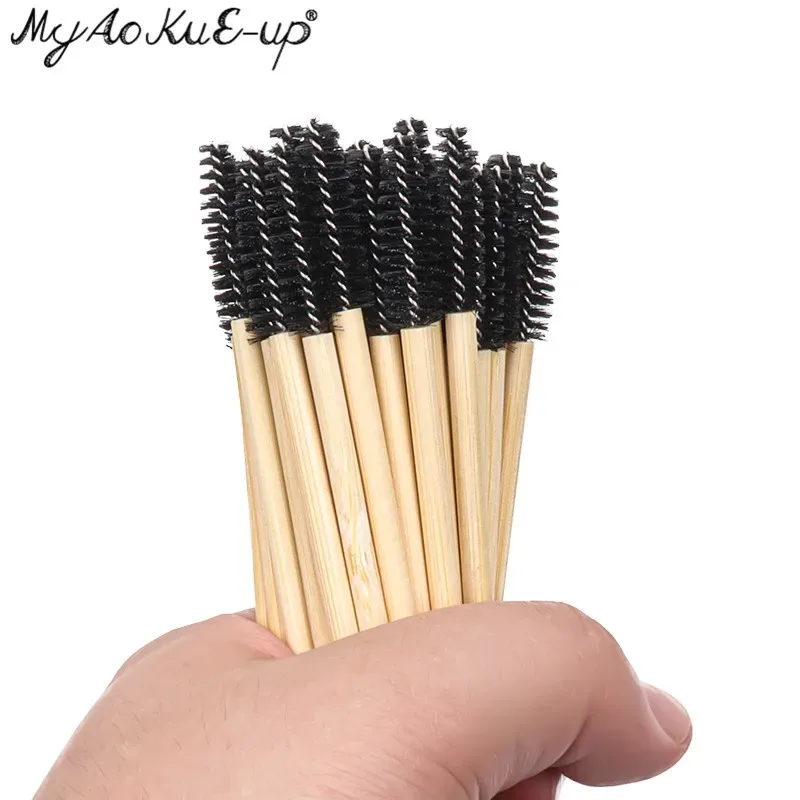 Wooden Makeup Mascara Brushes Wand Disposable Cosmetic Makeup Eyebrow Brush Applicator Eyelash Extension Cosmetic Brushes Tools — image 3