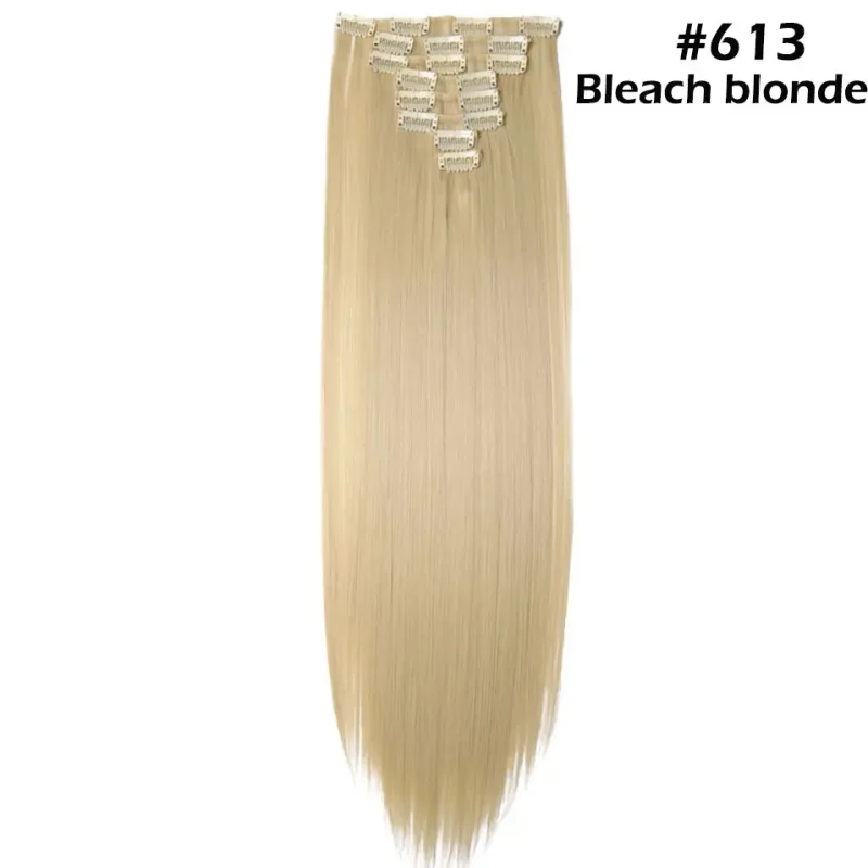 S-noilite Synthetic 8PCS/Set 18Clips Clip in Hair Extensions Long Straight Hair Extension Clip in Hair for Women — image 12
