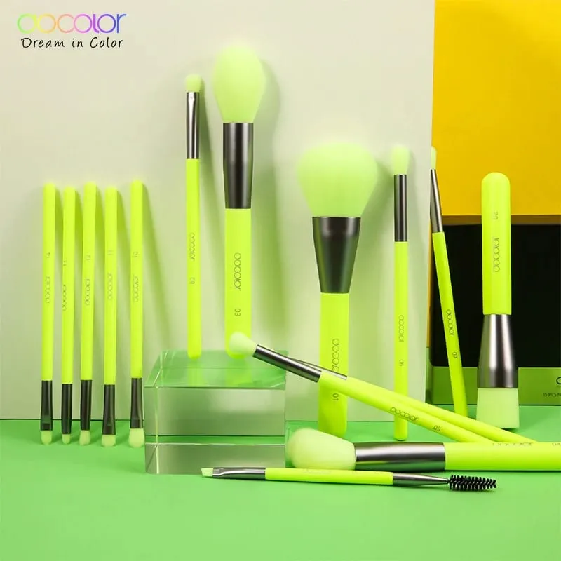Docolor Neon Makeup Brushes 10pcs Professional Synthetic Hair Powder Foundation Eye Shadows Blending Contour Make Up Brushes — image 6