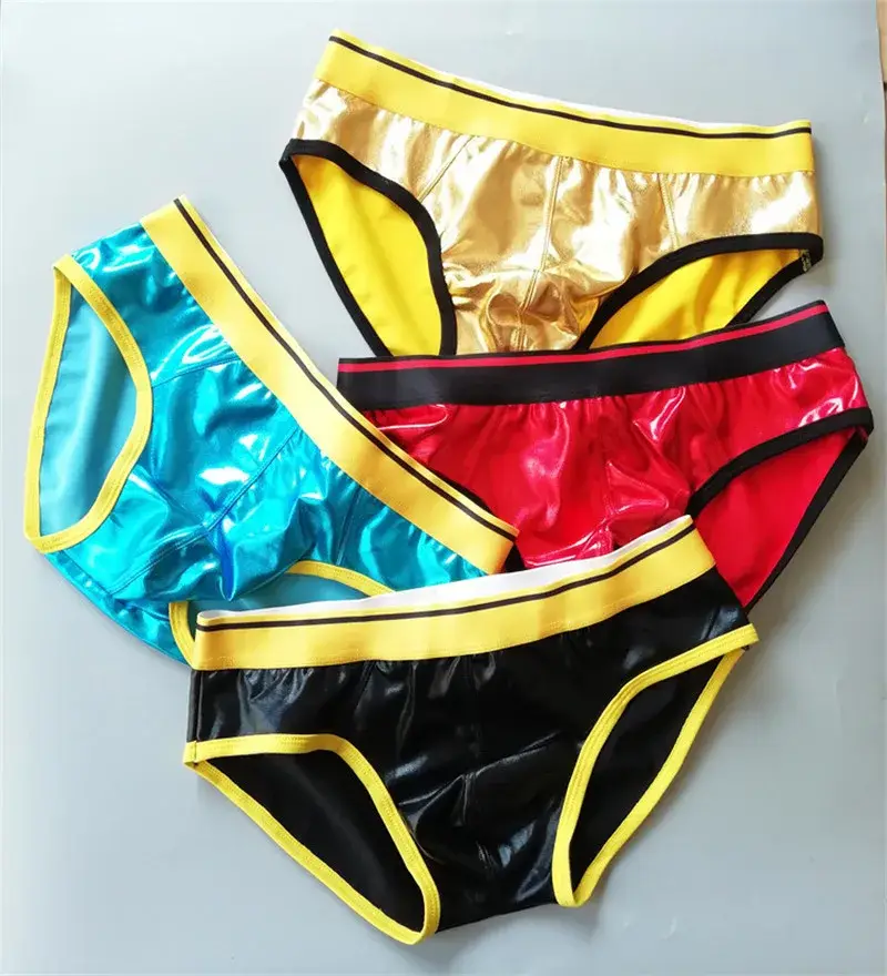 Sexy Men's Underwear Patent Leather Briefs Jockstrap Stretch Sissy Pouch Panties Underwear Briefs Male Fashion Comforty — image 11