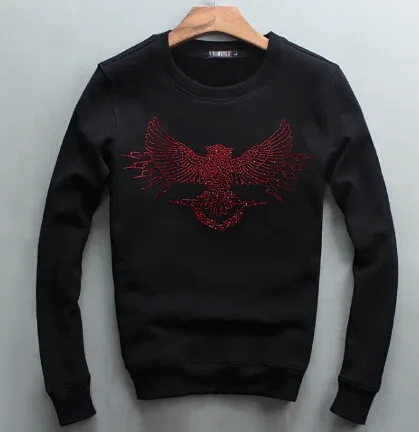 Men Hip Hop Pullover Sweatshirts Hoodies Diamond Design 2019 Winter Casual Plain Cotton Thick Sweatshirt