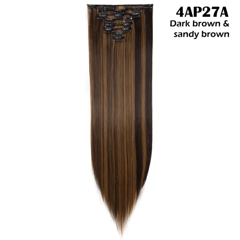S-noilite Synthetic 8PCS/Set 18Clips Clip in Hair Extensions Long Straight Hair Extension Clip in Hair for Women — image 34