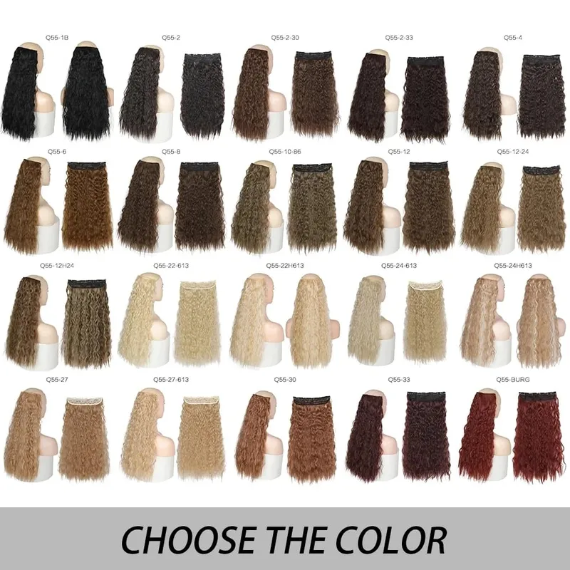 Azqueen Long Synthetic Water Wavy Clips Extension Hairpiece on 5 Clip-in Hair Ombre Brown Tail Blonde Fack Hair — image 6
