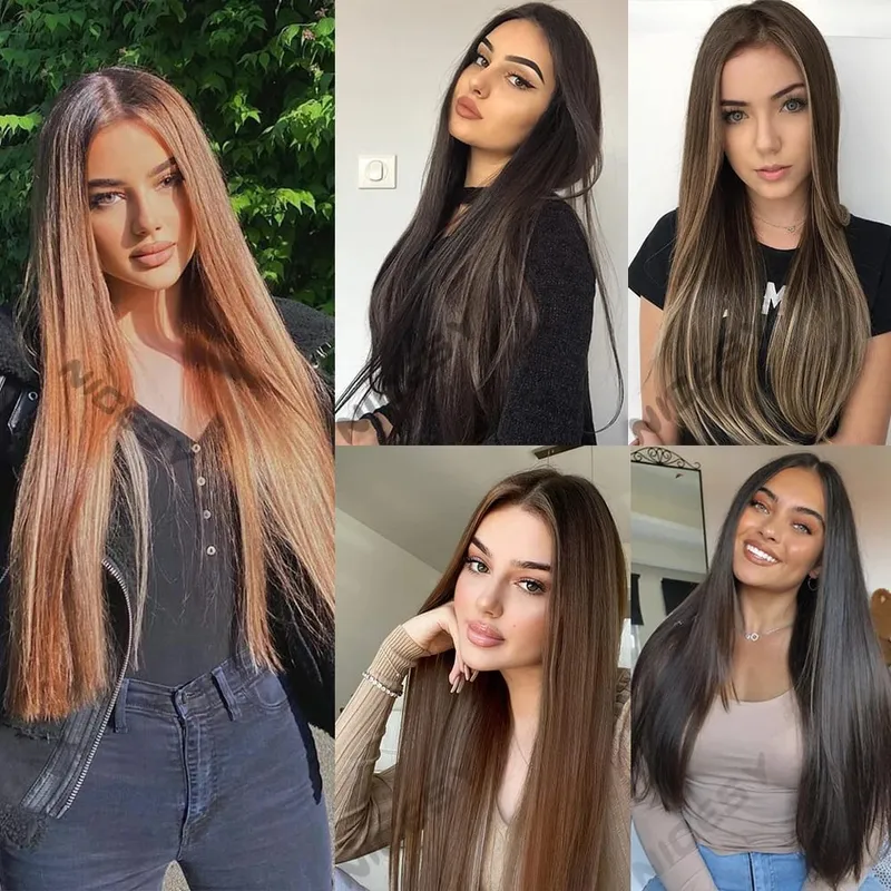 Synthetic No Clips Invisible Wire Hair Extension Artificial Natural Fake False Long Short Straight Hairpiece Blonde For Women — image 7
