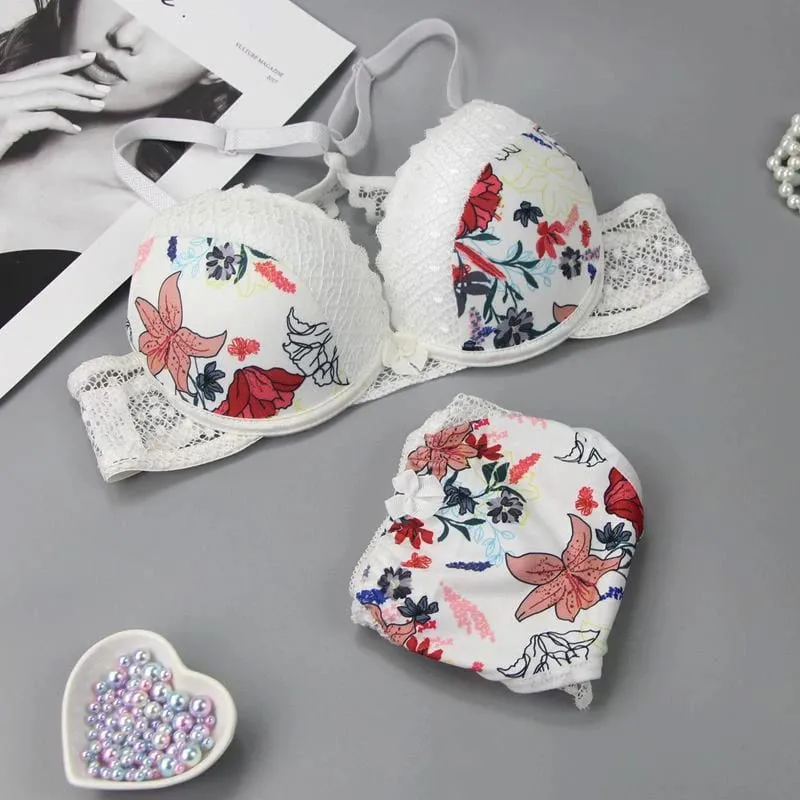 2022 New Thong Underwear Push Up Lace Hollow Out Brassiere ABCDE Cup Bras Panty Set Femme Panties Female Lingerie — image 3