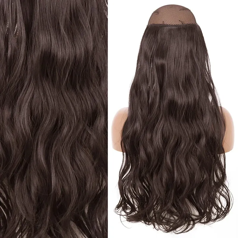 Synthetic No Clip Invisible Wire Hair Extensions Straight Black Blonde One Piece False Hairpiece Hair Extension — image 37