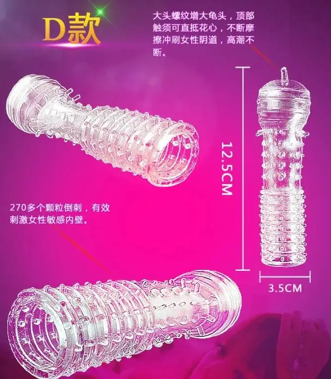 Reusable Condom Penis Sleeve Male Enlargement Time Delay Spike Clit Massager Cover Crystal Clear Condoms Adult Sex Toy — image 10